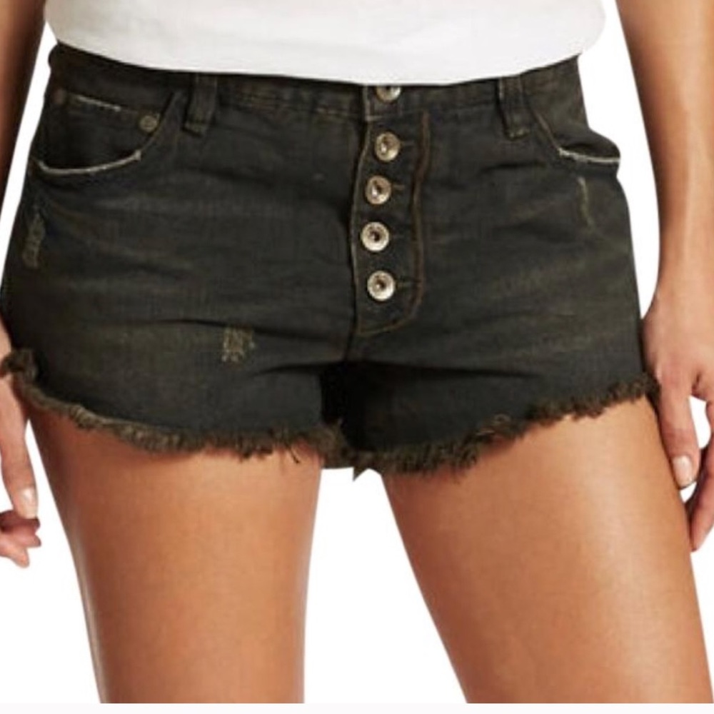Free people black denim cut off shorts